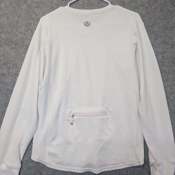 Lululemon men's long sleeve shirt pullover thumbholes white zipper pocket Large - Picture 2 of 12